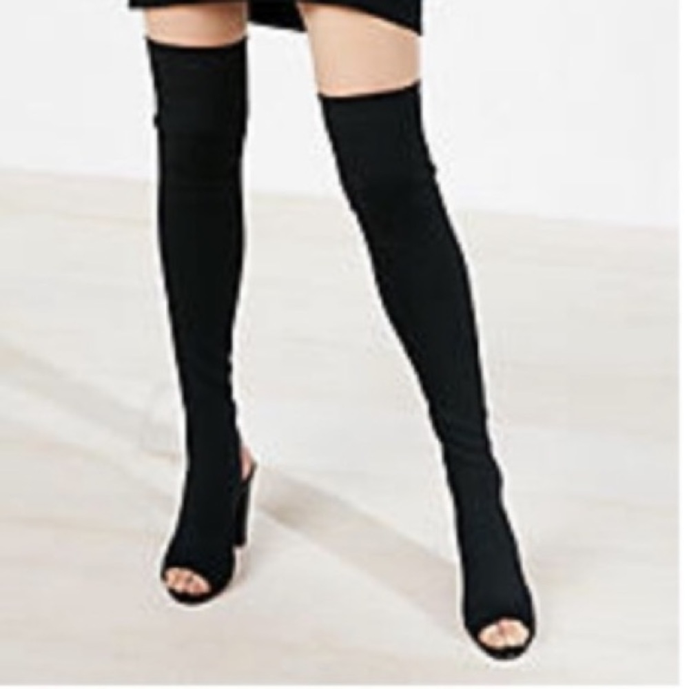 EXPRESS: Over The Knee Stretch Peep Toe Boots